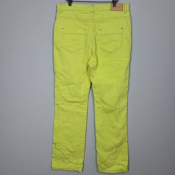 Pastiche Womens Western High Rise Straight Leg Jeans Size 31 Neon Green Retro - Picture 3 of 8